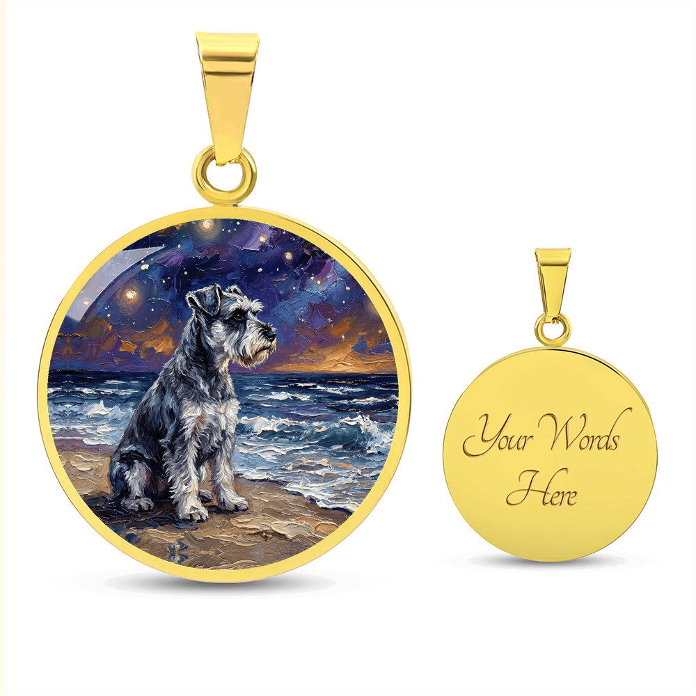 Beach Night - Schnauzer Round Necklace