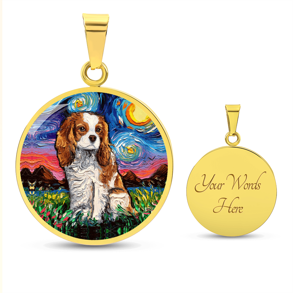 Blenheim Spaniel Starry Night Round Necklace