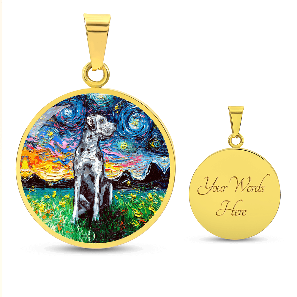 Merle Great Dane Starry Night Round Necklace