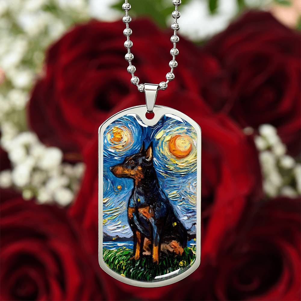 Miniature Pinscher Starry Night Dog Tag Necklace