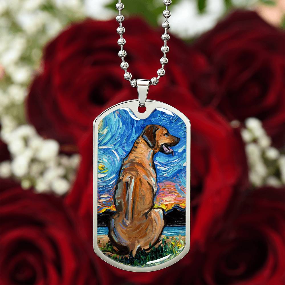 Rhodesian Ridgeback Starry Night Dog Tag Necklace
