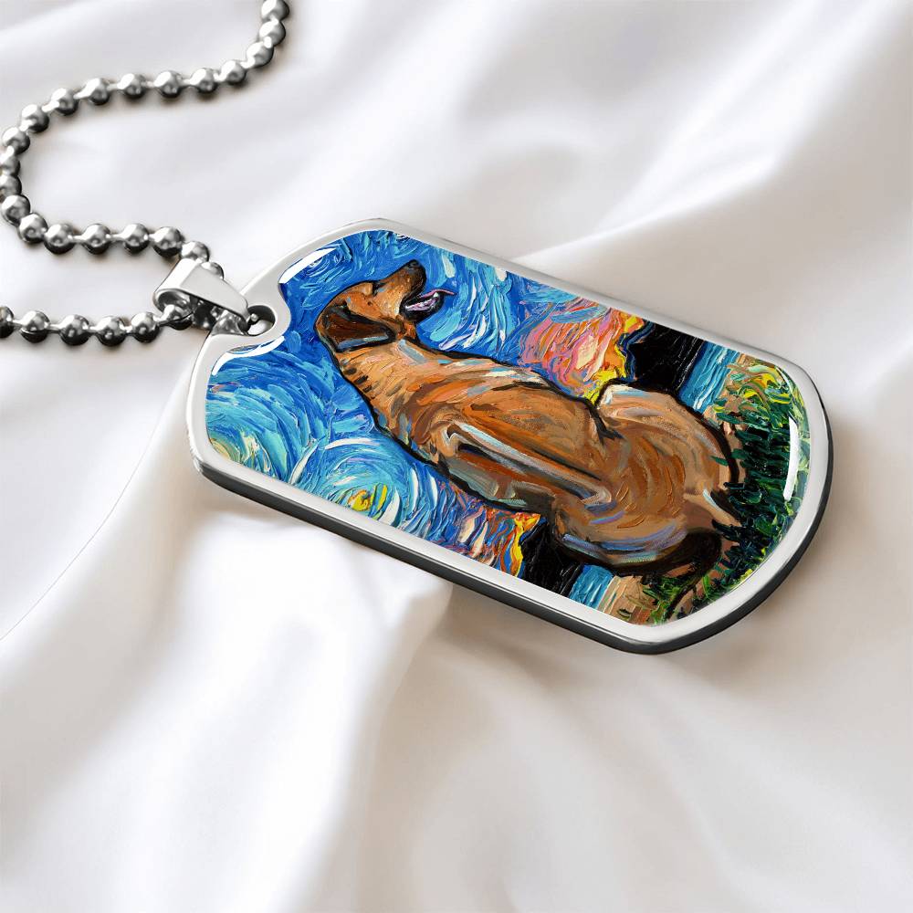 Rhodesian Ridgeback Starry Night Dog Tag Necklace