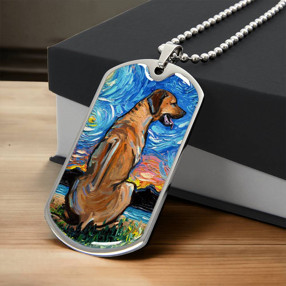 Rhodesian Ridgeback Starry Night Dog Tag Necklace