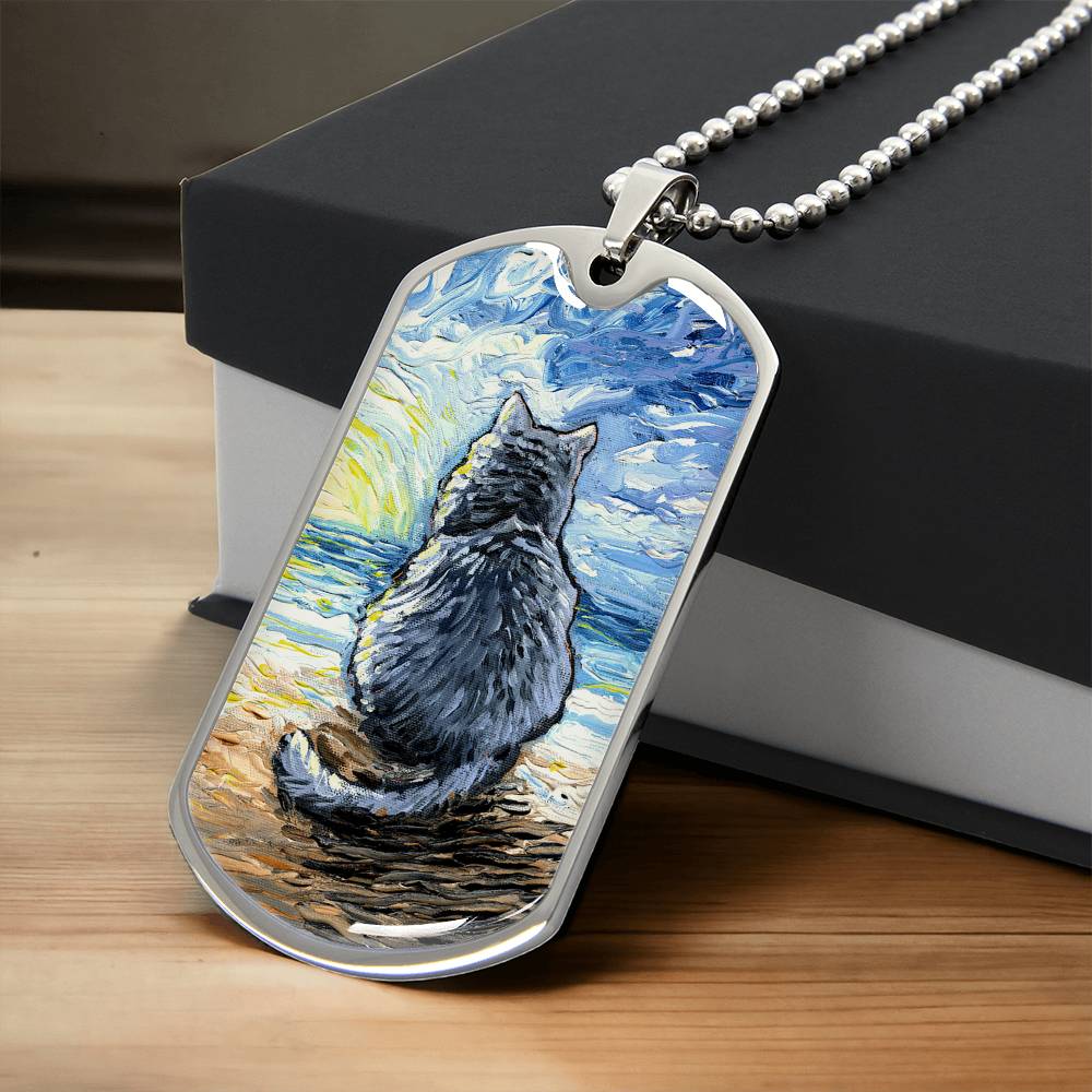 Beach Days - Nebelung Cat Dog Tag Keychain