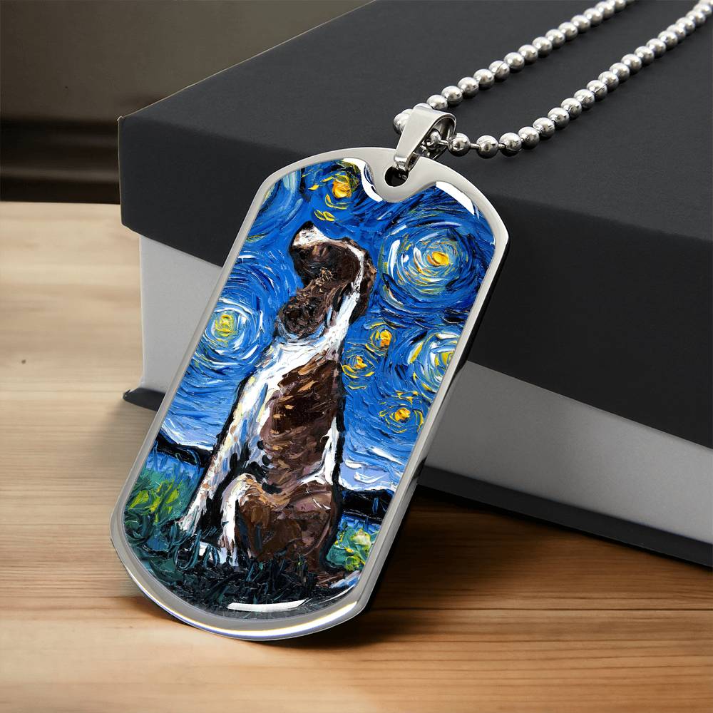 English Springer Spaniel Starry Night Dog Tag Necklace