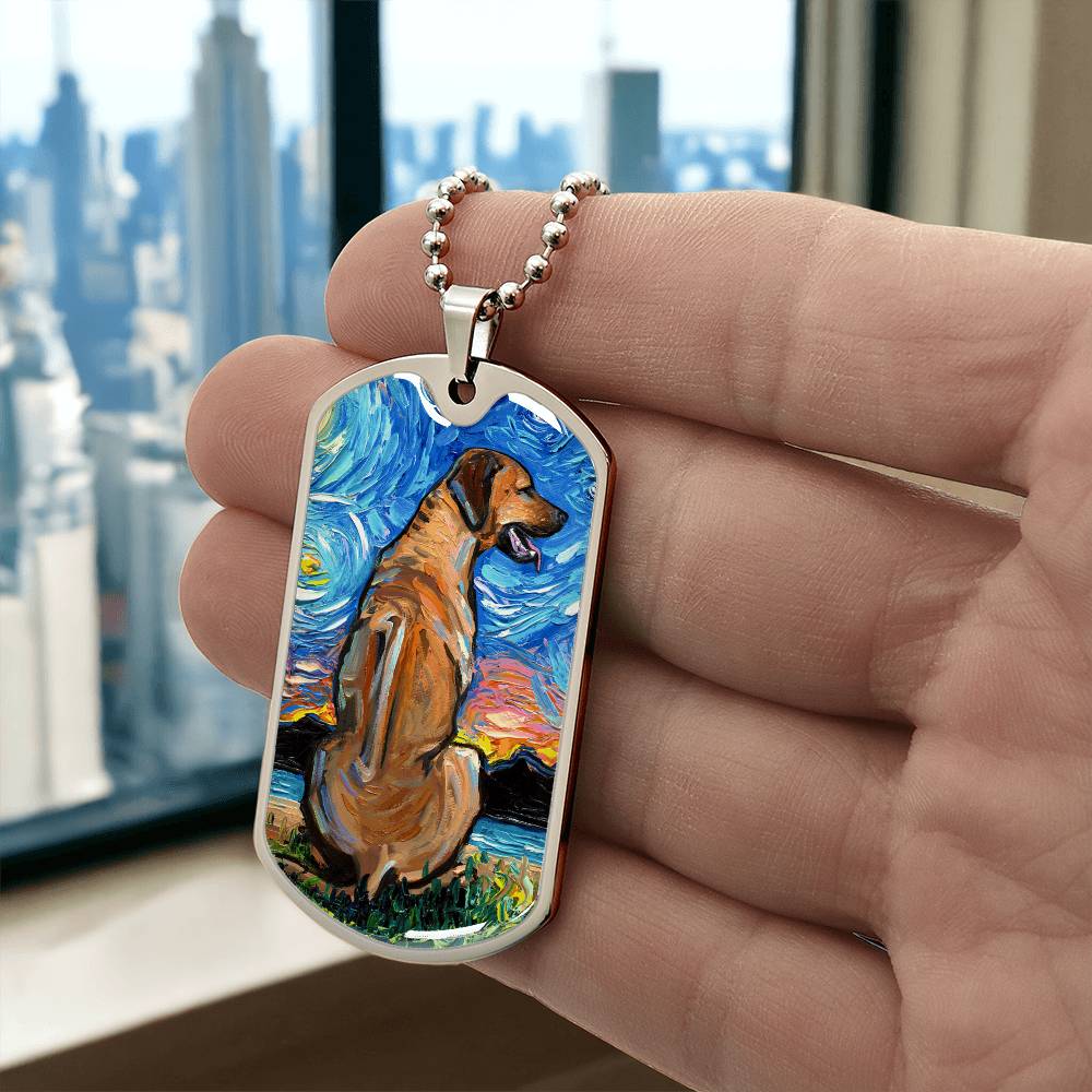 Rhodesian Ridgeback Starry Night Dog Tag Necklace