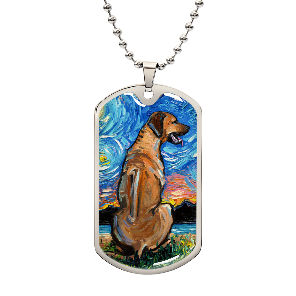 Rhodesian Ridgeback Starry Night Dog Tag Necklace