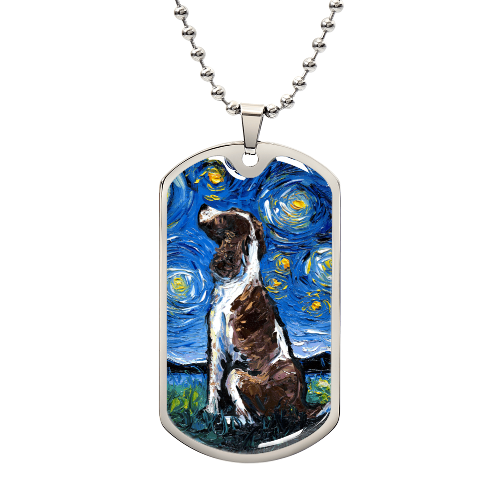 English Springer Spaniel Starry Night Dog Tag Necklace