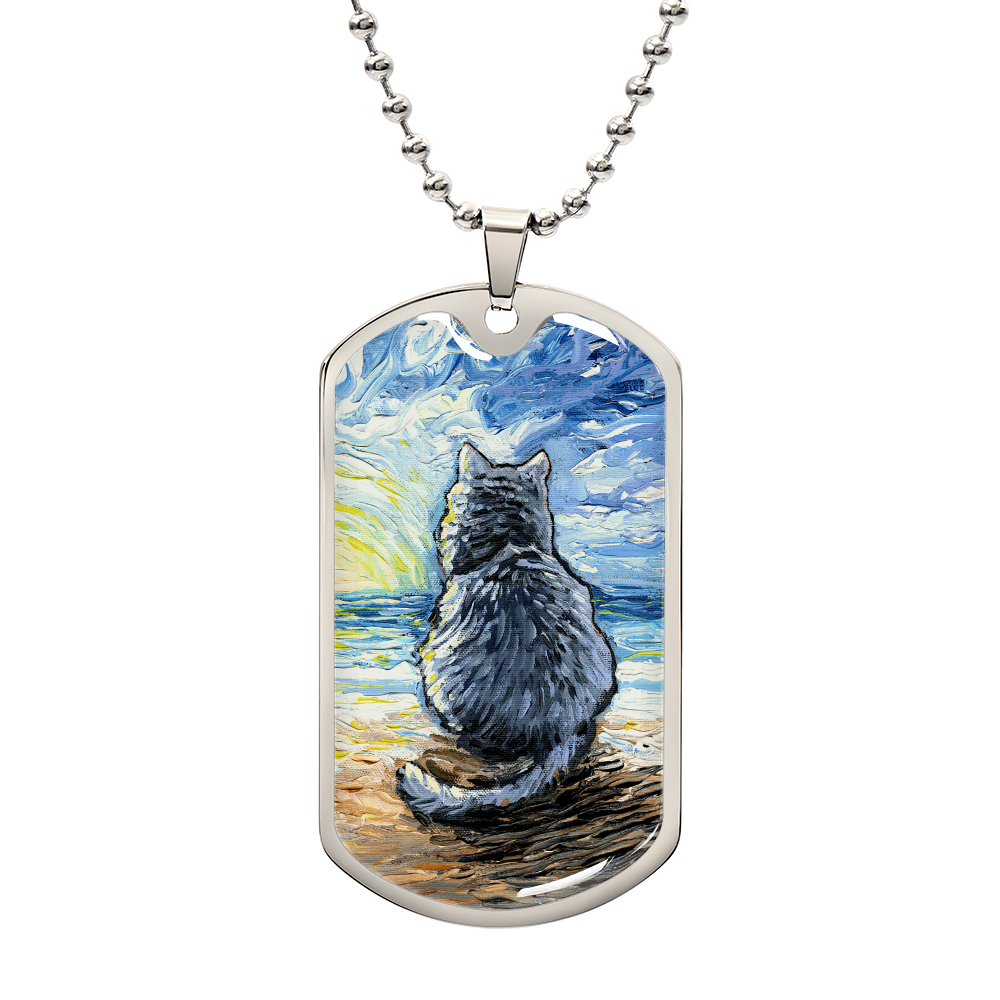 Beach Days - Nebelung Cat Dog Tag Keychain