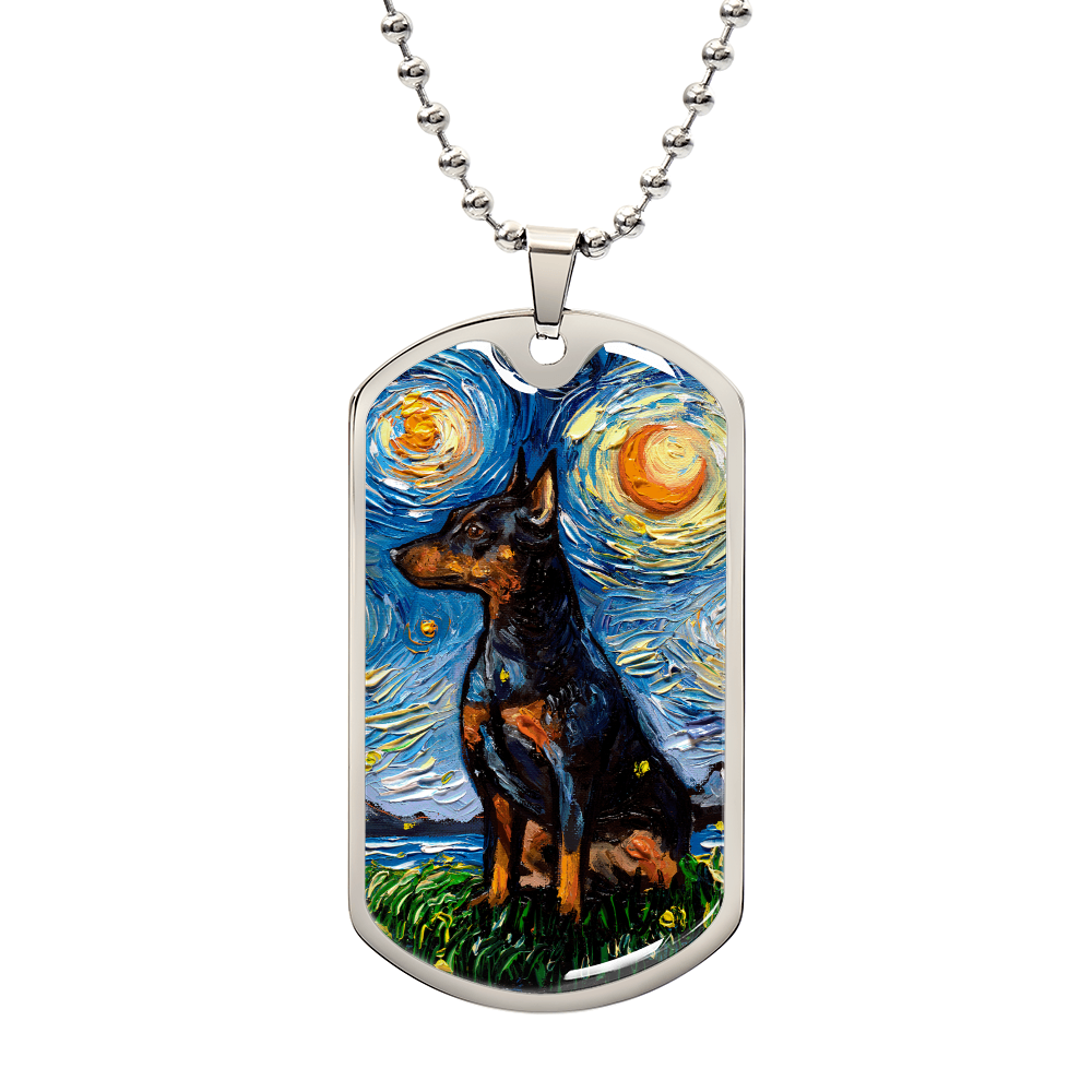 Miniature Pinscher Starry Night Dog Tag Necklace