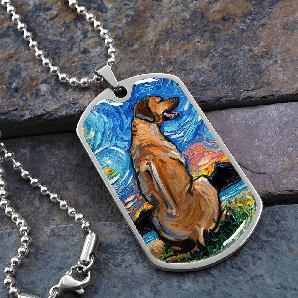 Rhodesian Ridgeback Starry Night Dog Tag Necklace