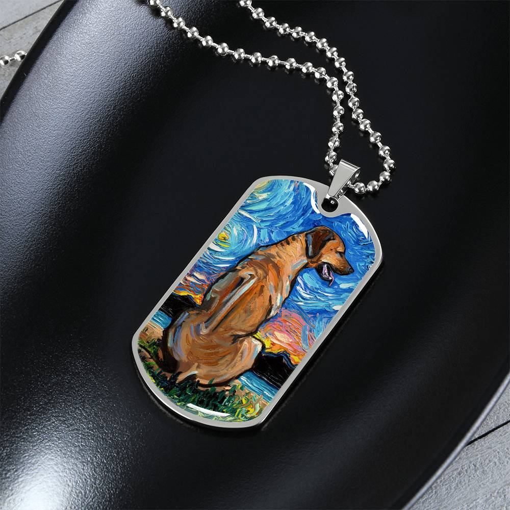 Rhodesian Ridgeback Starry Night Dog Tag Necklace