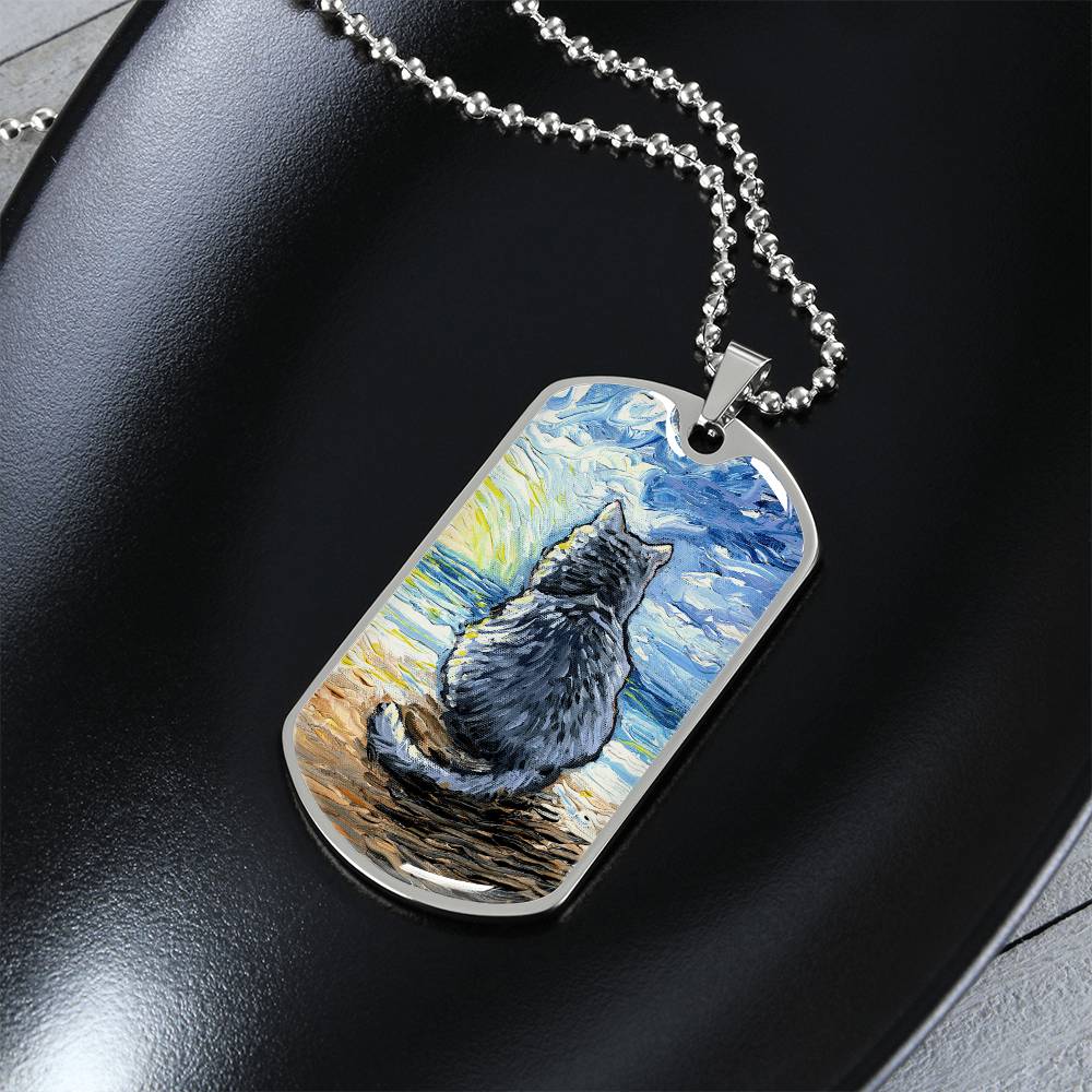 Beach Days - Nebelung Cat Dog Tag Keychain