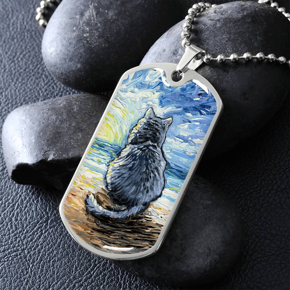 Beach Days - Nebelung Cat Dog Tag Keychain