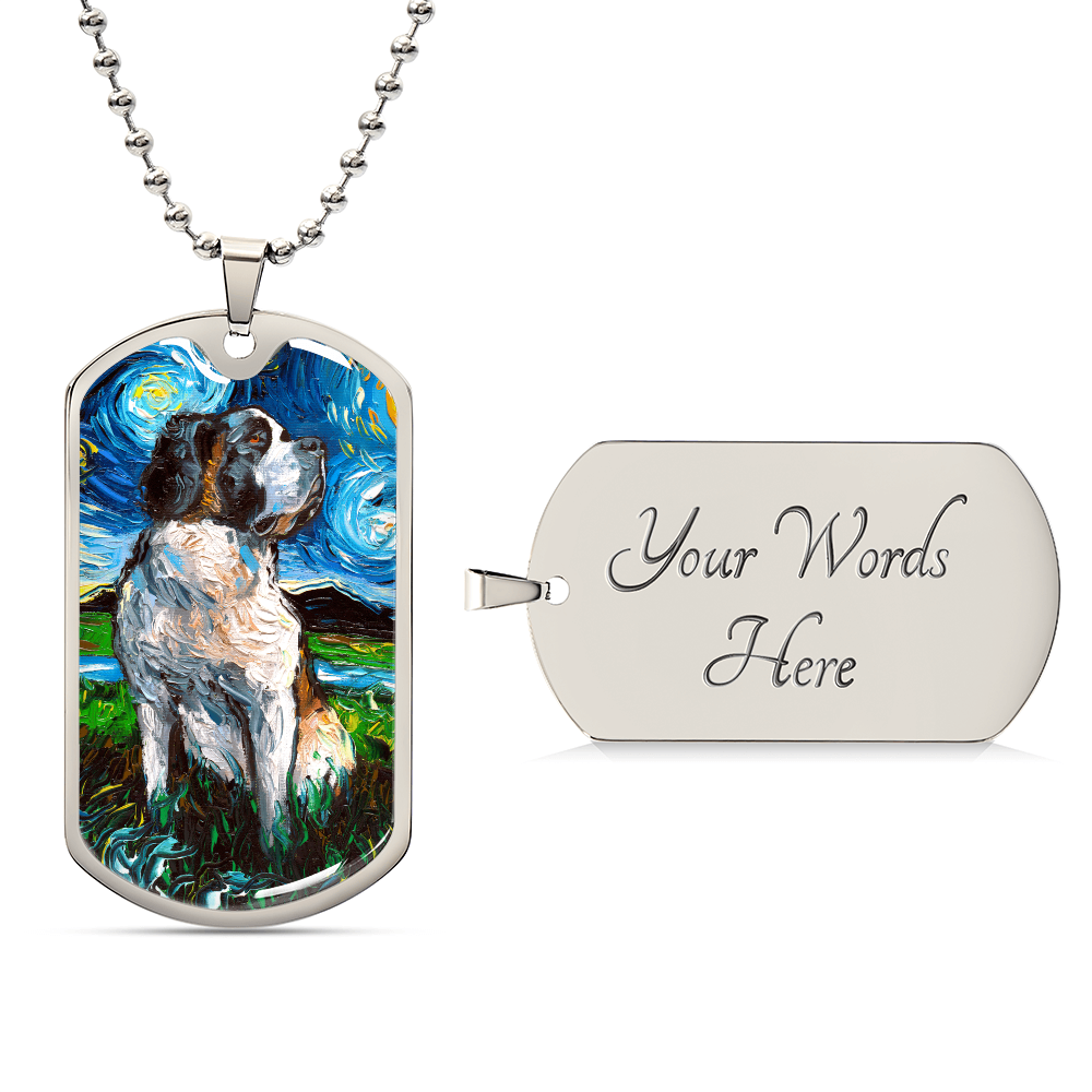 Saint Bernard Starry Night Dog Tag Necklace