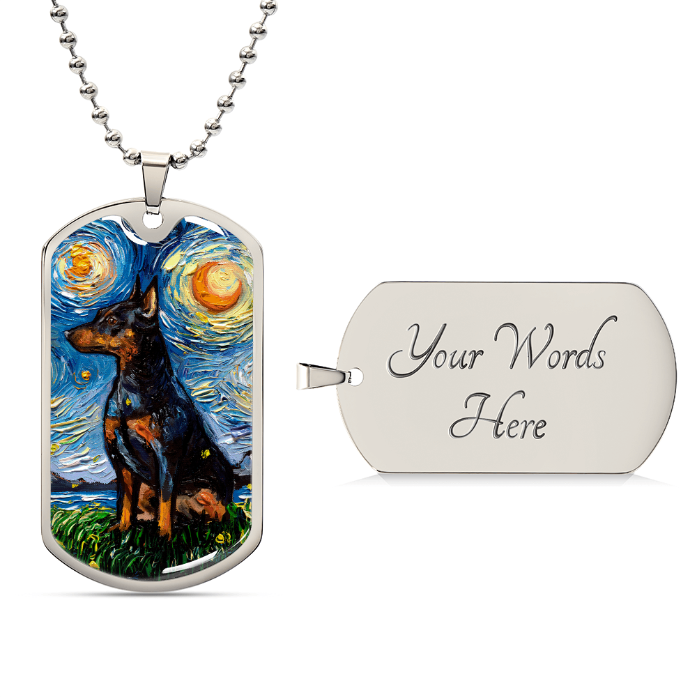Miniature Pinscher Starry Night Dog Tag Necklace