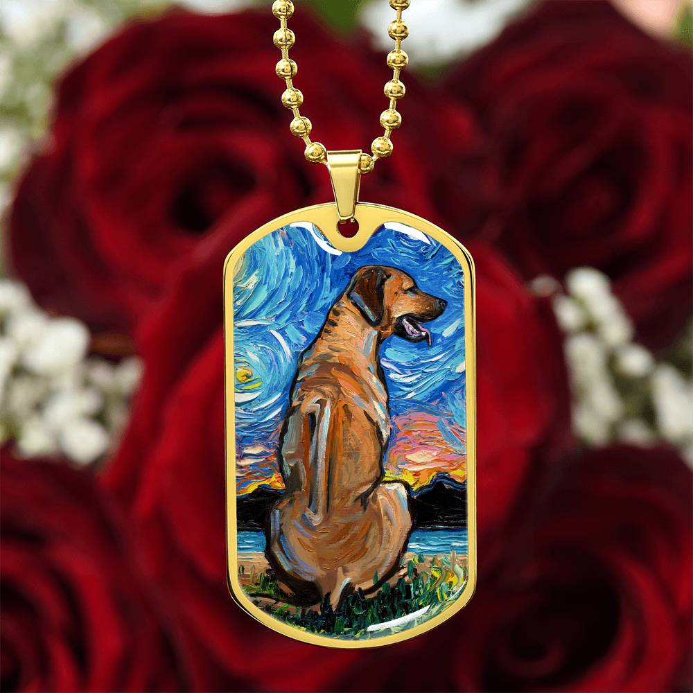 Rhodesian Ridgeback Starry Night Dog Tag Necklace