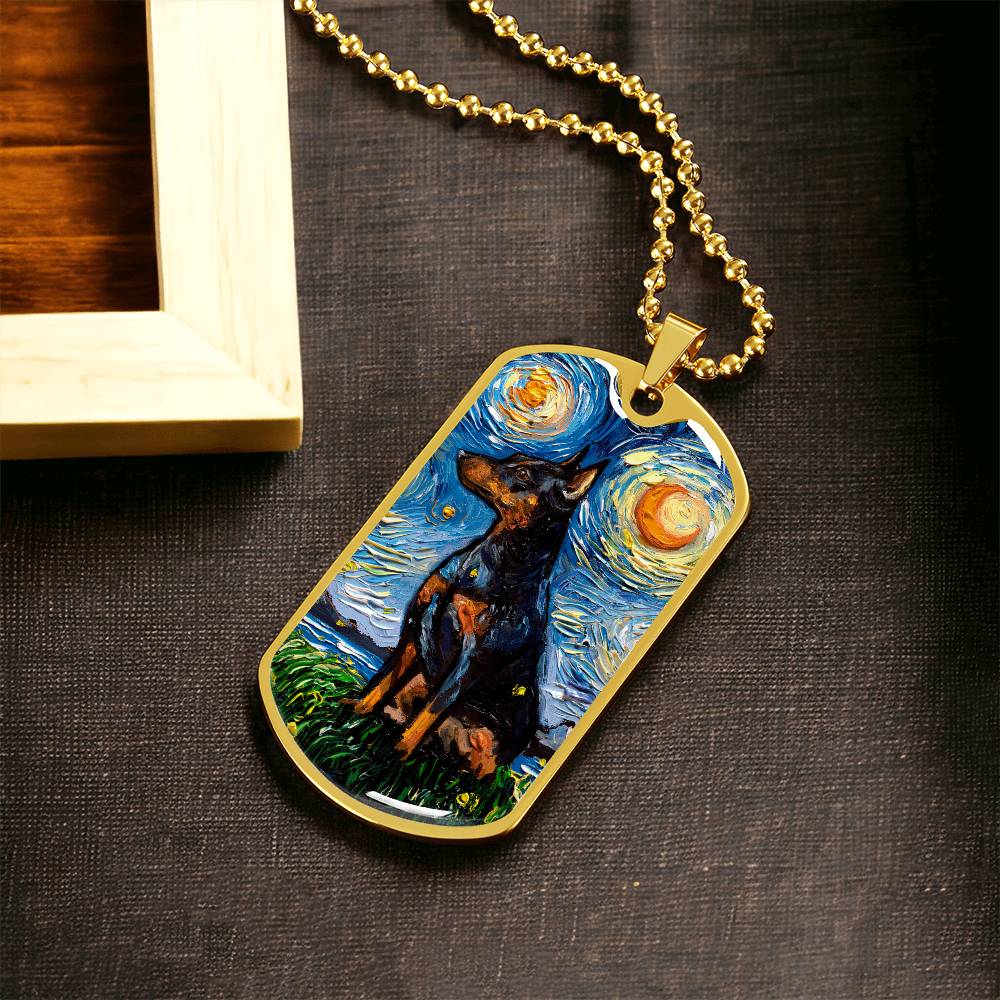Miniature Pinscher Starry Night Dog Tag Necklace