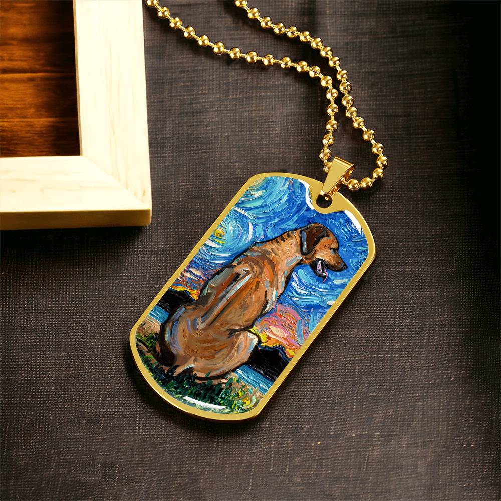 Rhodesian Ridgeback Starry Night Dog Tag Necklace