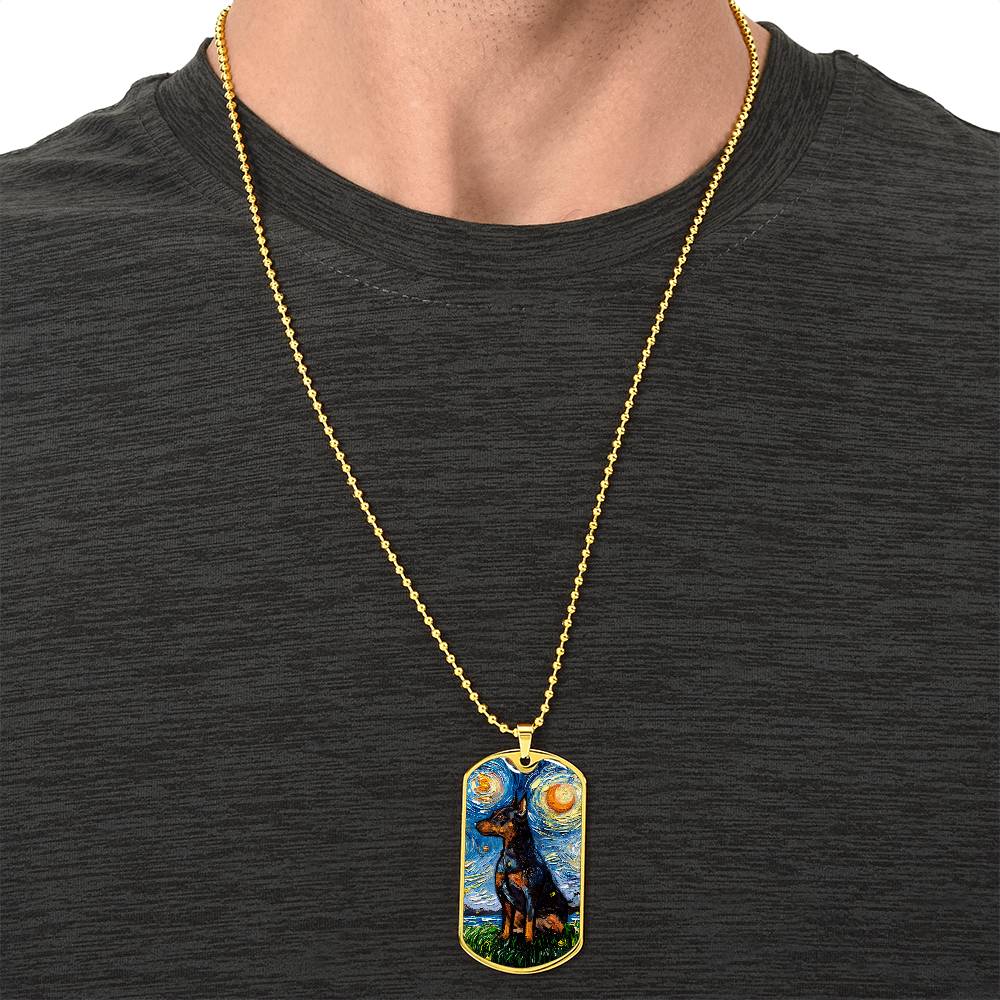 Miniature Pinscher Starry Night Dog Tag Necklace