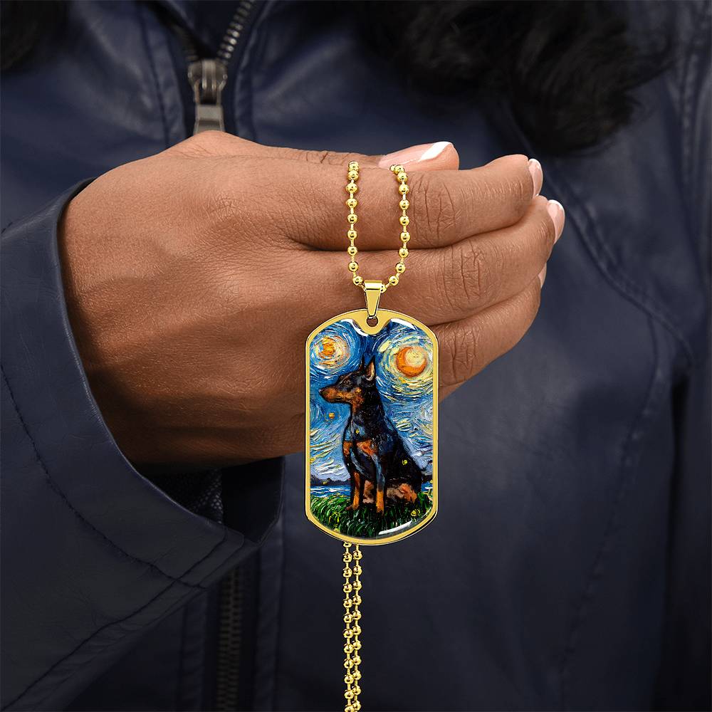 Miniature Pinscher Starry Night Dog Tag Necklace