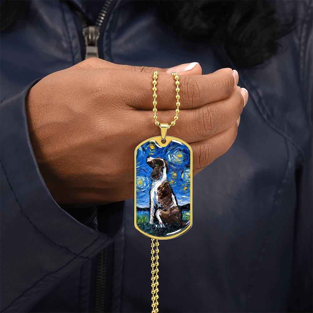 English Springer Spaniel Starry Night Dog Tag Necklace