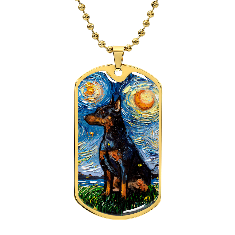 Miniature Pinscher Starry Night Dog Tag Necklace