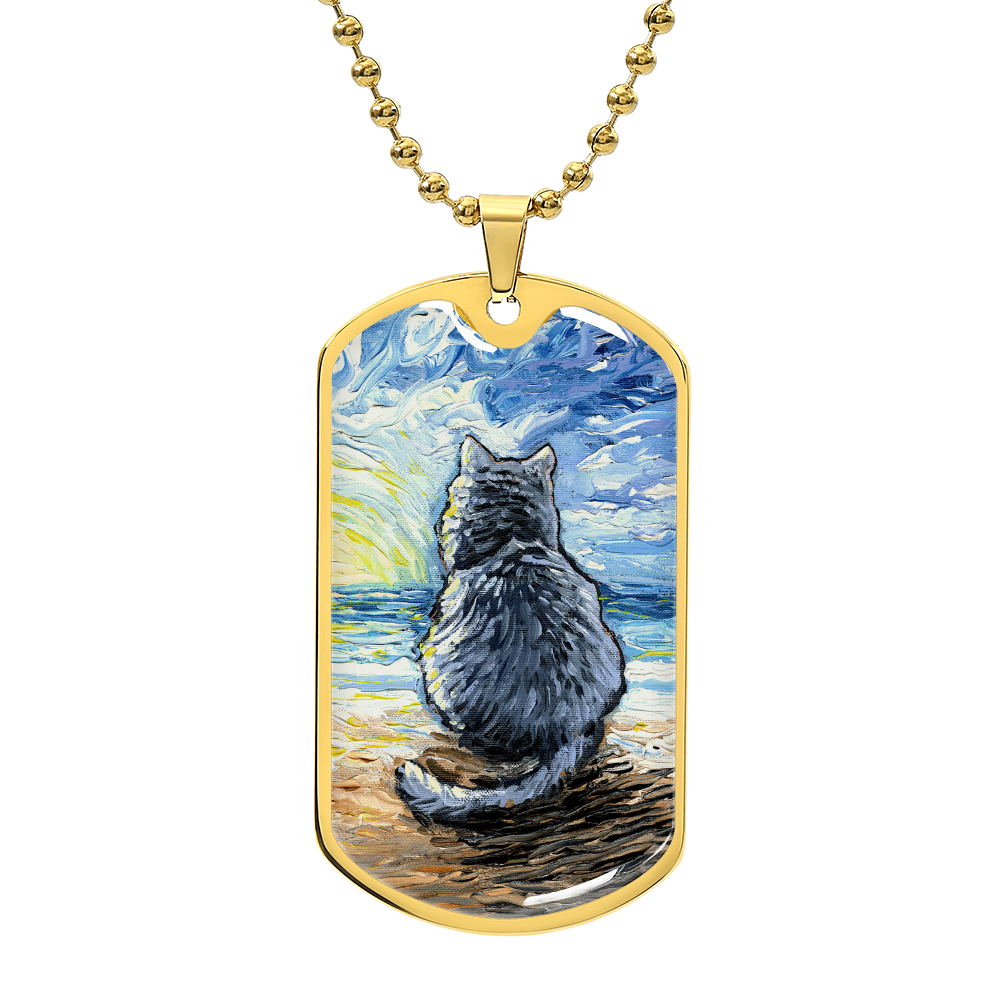 Beach Days - Nebelung Cat Dog Tag Keychain