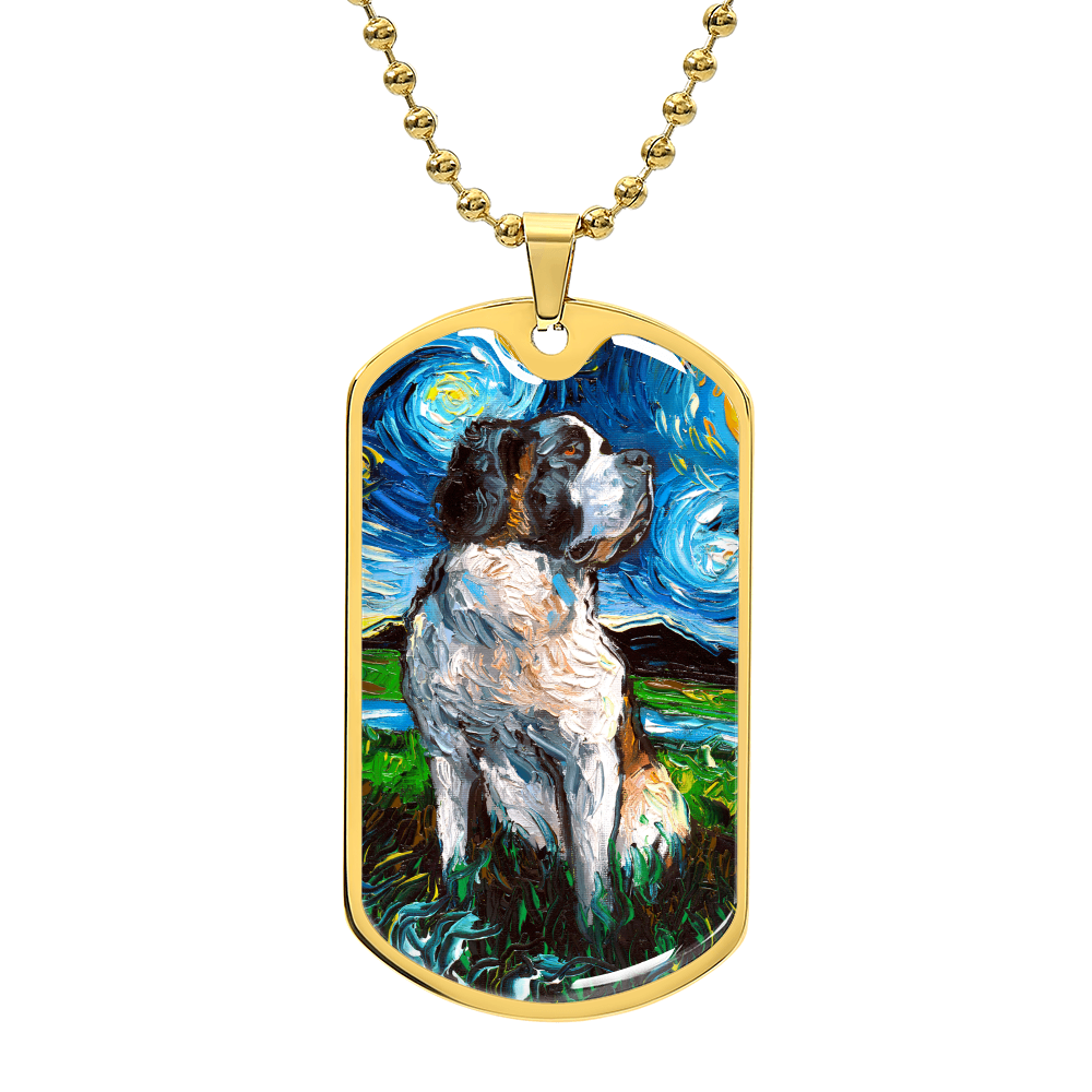 Saint Bernard Starry Night Dog Tag Necklace