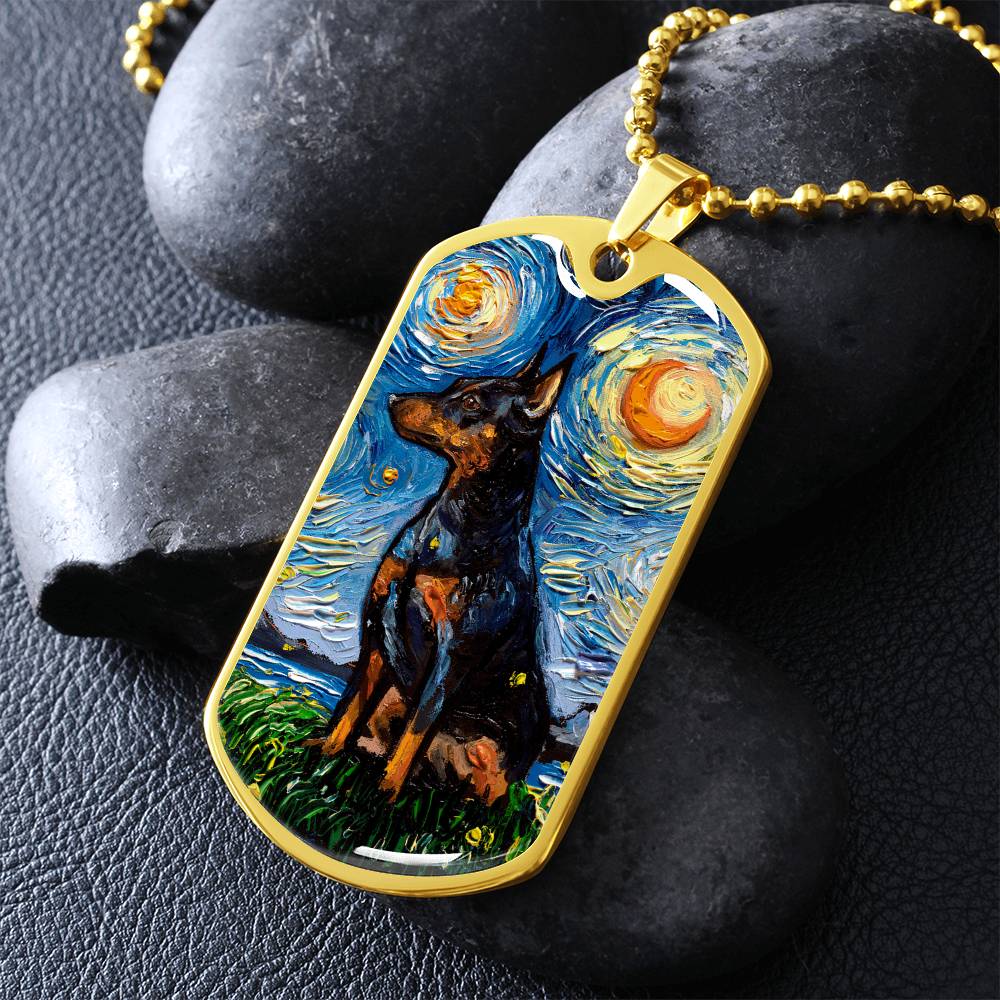 Miniature Pinscher Starry Night Dog Tag Necklace