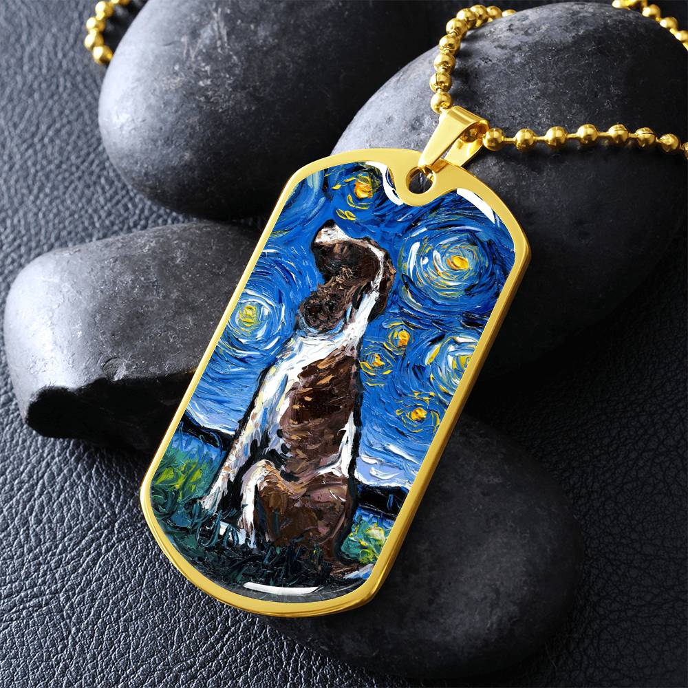 English Springer Spaniel Starry Night Dog Tag Necklace