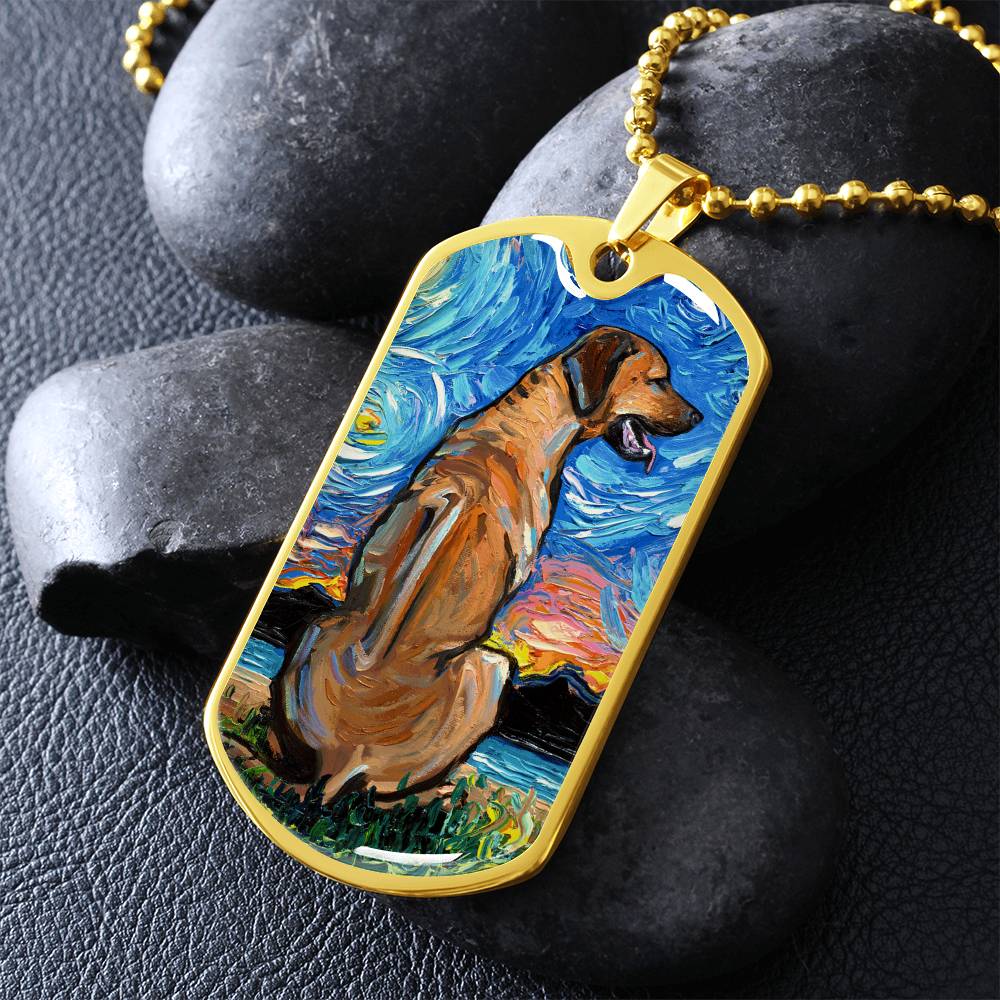 Rhodesian Ridgeback Starry Night Dog Tag Necklace