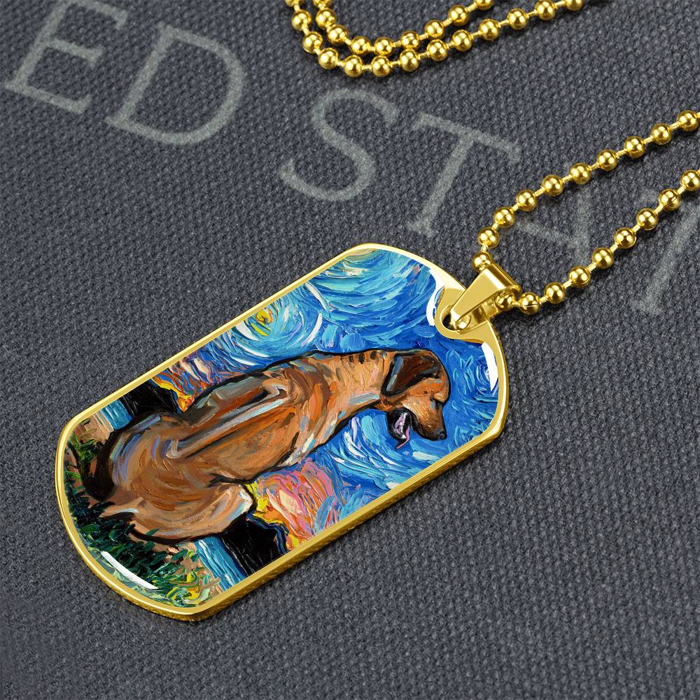 Rhodesian Ridgeback Starry Night Dog Tag Necklace