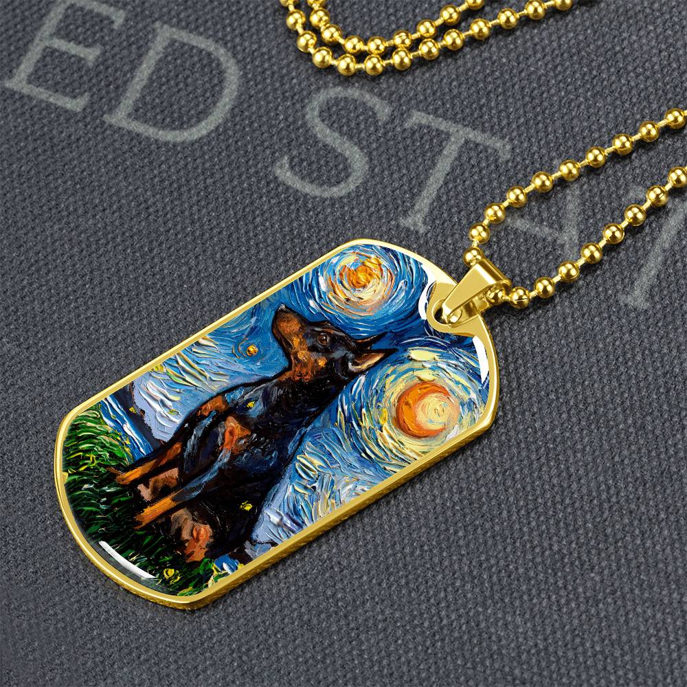 Miniature Pinscher Starry Night Dog Tag Necklace