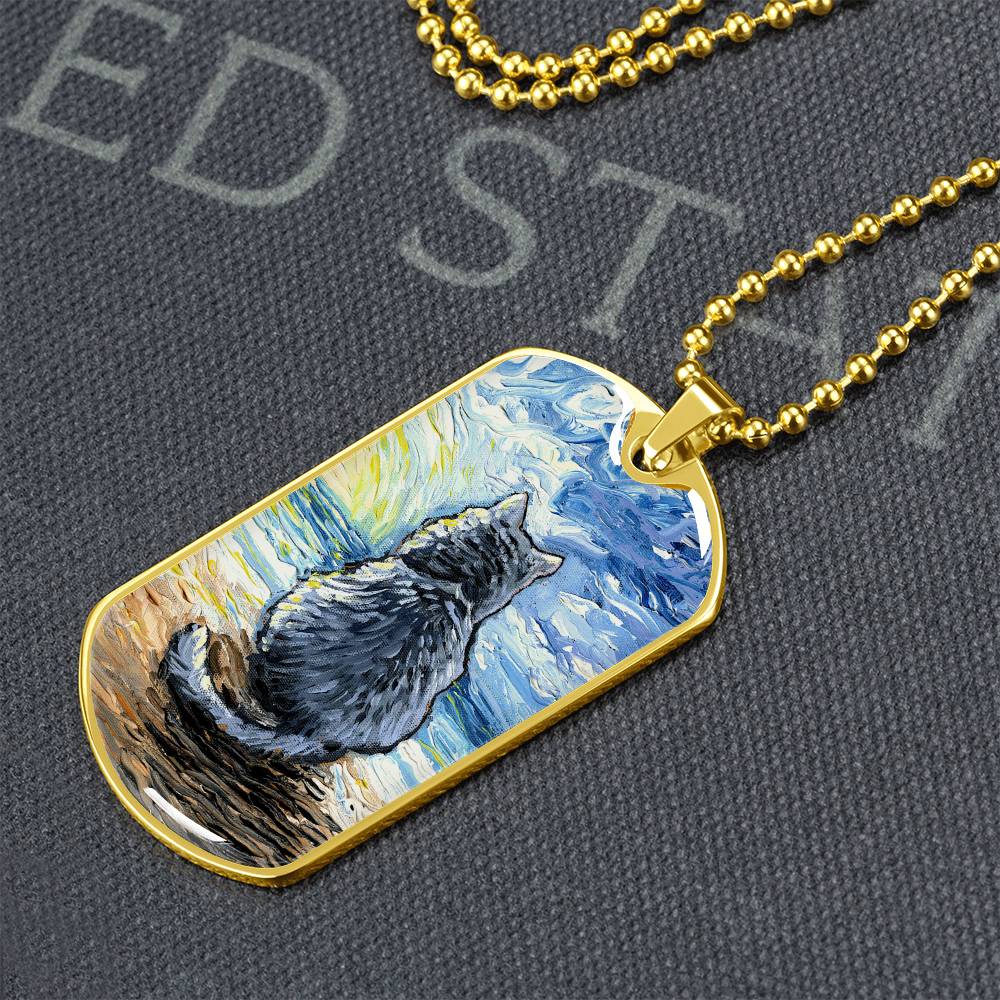 Beach Days - Nebelung Cat Dog Tag Keychain