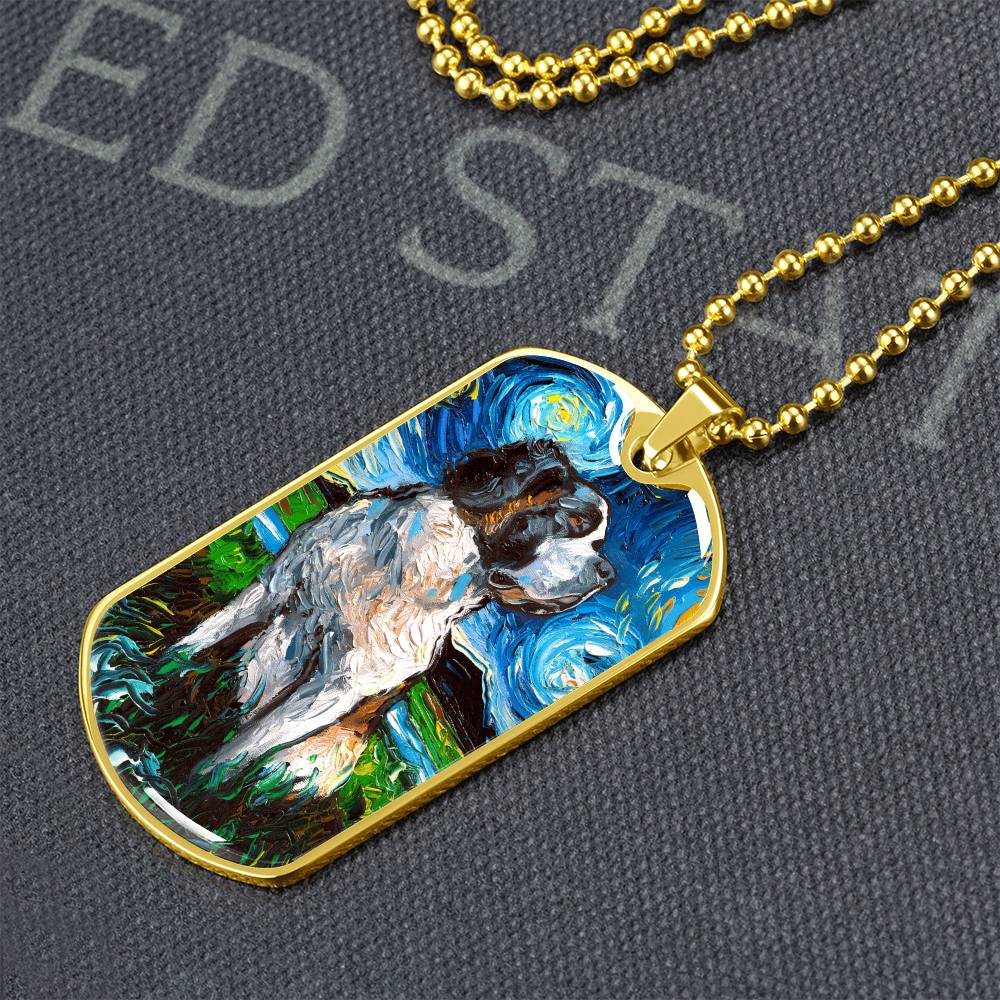 Saint Bernard Starry Night Dog Tag Necklace