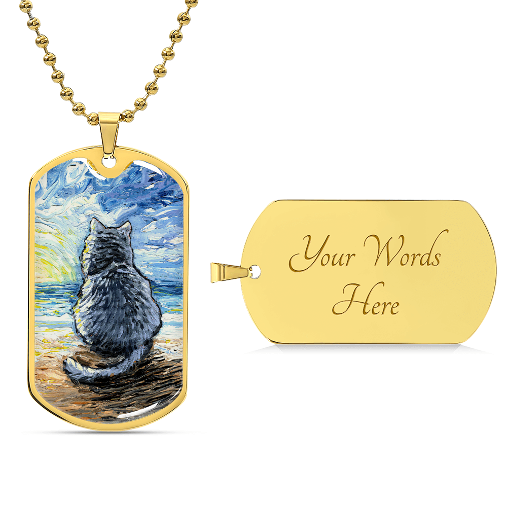 Beach Days - Nebelung Cat Dog Tag Keychain