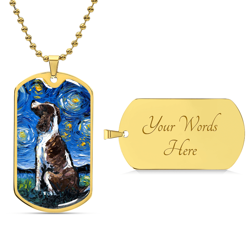 English Springer Spaniel Starry Night Dog Tag Necklace