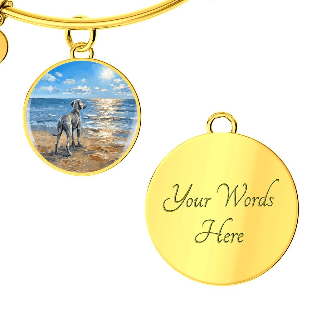 Beach Day - Weimaraner Round Charm Bracelet