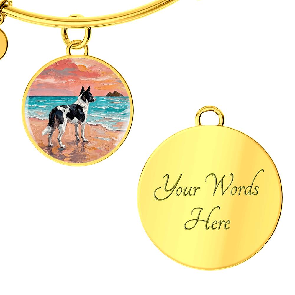 Beach Day - Canaan Dog Round Charm Bracelet
