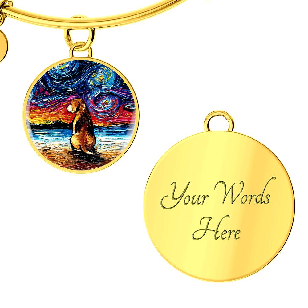 Beach Night - Beagle Round Charm Bracelet