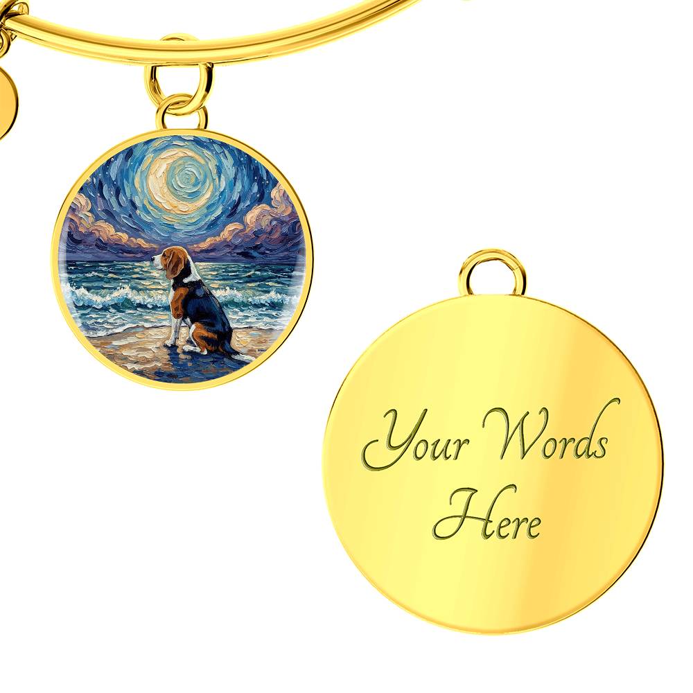 Beach Night - Beagle Round Charm Bracelet