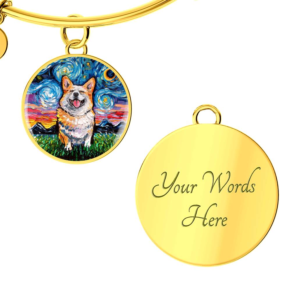 Smiling Corgi Round Charm Bracelet