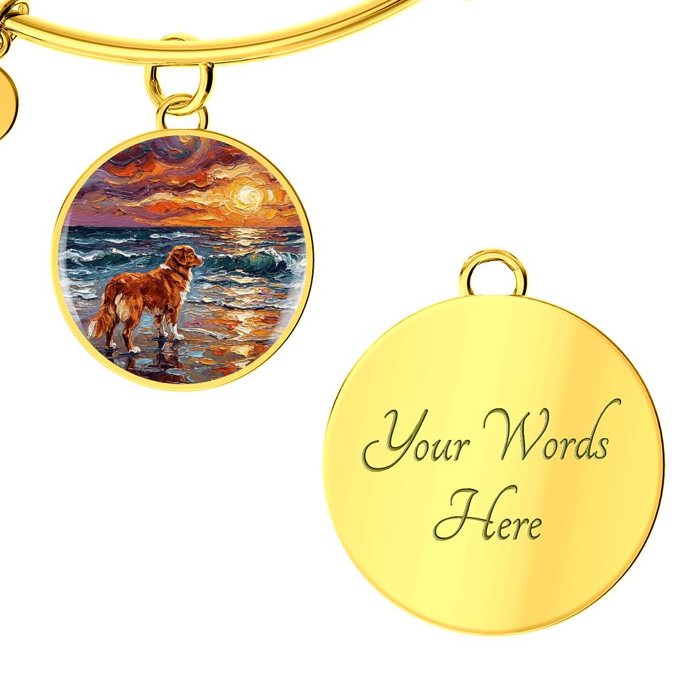Beach Days - Nova Scotia Duck Tolling Retriever Round Charm Bracelet