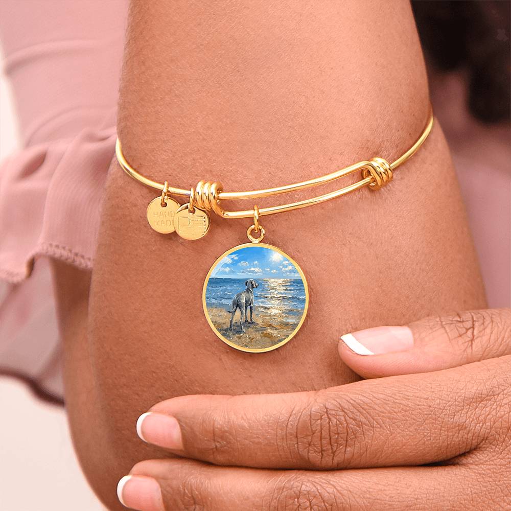 Beach Day - Weimaraner Round Charm Bracelet