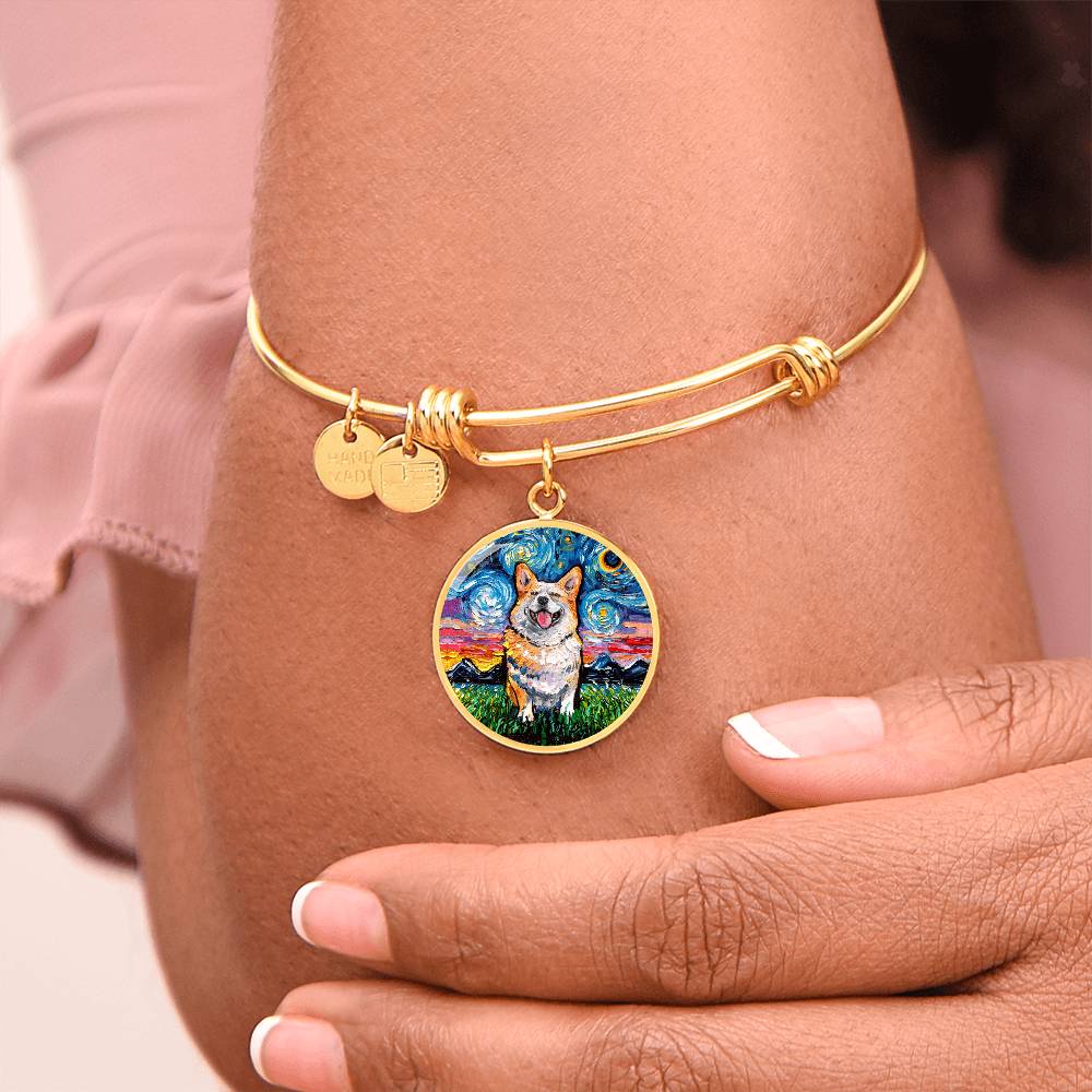 Smiling Corgi Round Charm Bracelet
