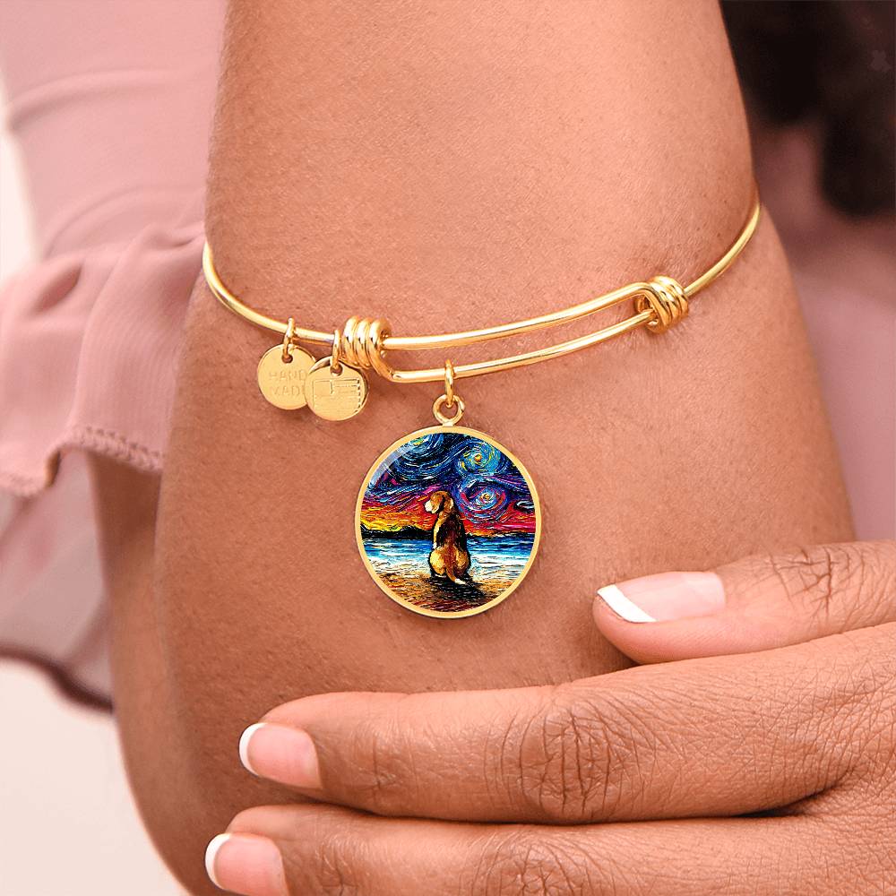 Beach Night - Beagle Round Charm Bracelet