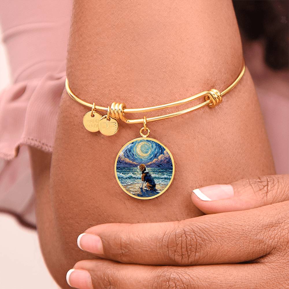 Beach Night - Beagle Round Charm Bracelet