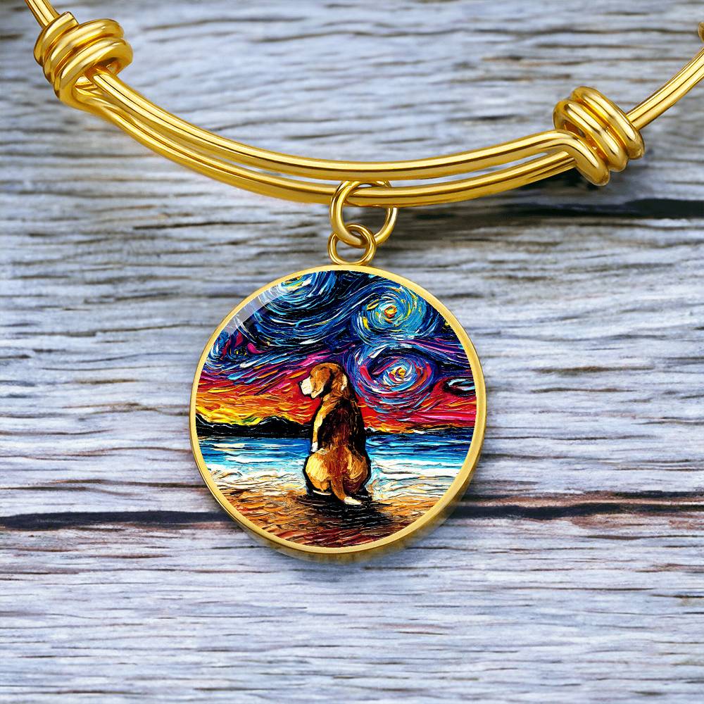Beach Night - Beagle Round Charm Bracelet
