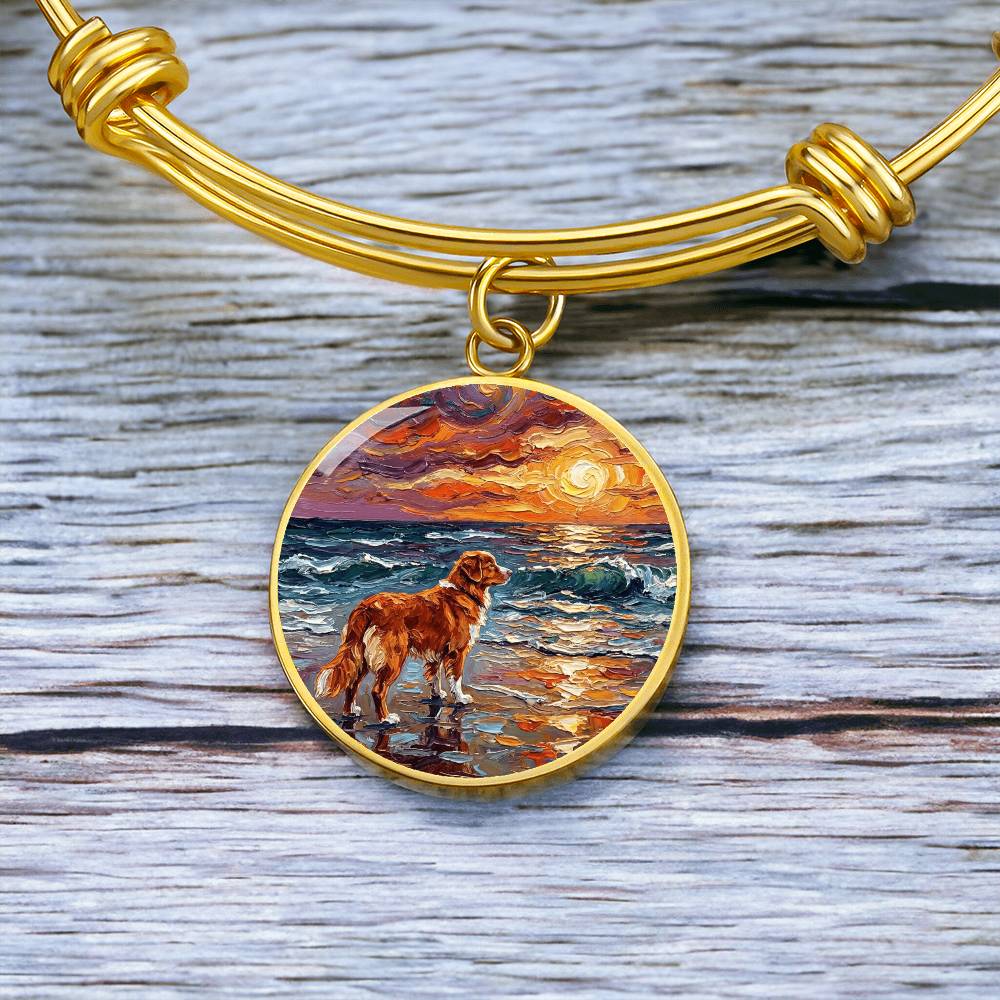 Beach Days - Nova Scotia Duck Tolling Retriever Round Charm Bracelet
